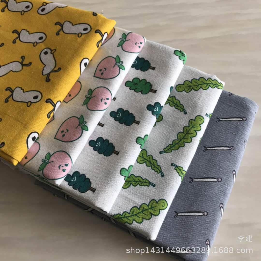 亚麻面料 麻布印花 束口袋 可用于抱枕 桌布 坐垫