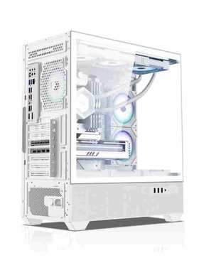 跨境游戏无立柱玻璃侧透360水冷全透海景房主机机箱电脑机箱e-atx