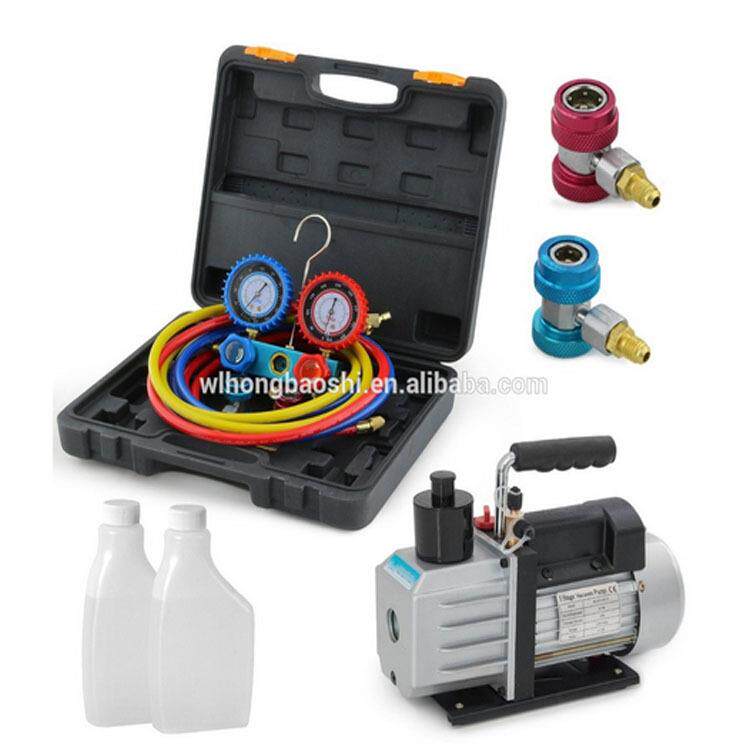 义乌1.5升/4CFM真空泵/冷媒表组R134 R410a R22 R407冷媒工具