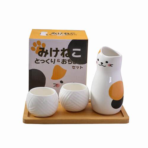 正品酒一出日本日式陶瓷清口酒壶猫咪杯酒具壶二杯温酒器酒柜摆件