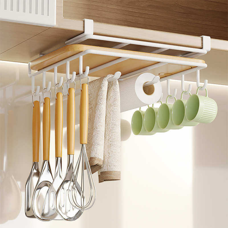 厨房橱柜收纳挂篮吊柜下悬挂砧板锅盖收纳架多功能免打抹布孔砧板,家装主材,置物架,淘宝优惠券,粉丝福利购,淘宝优惠卷