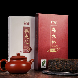 久扬湖南安化黑茶 2018年红运春尖茯茶1kg 五年陈手筑金花茯砖茶