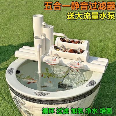 小瓷鱼缸过滤器净水循环多合一免换水系统全自动养鱼池净化加氧泵