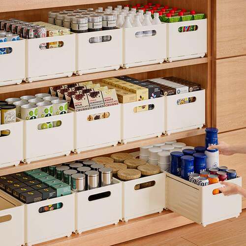 Cabinet storage box with drawer-type extendable design for k