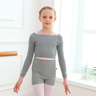 外套套装 儿童舞蹈服毛衣短裤 毛衫 练功三分裤 女童芭蕾舞练功服冬季