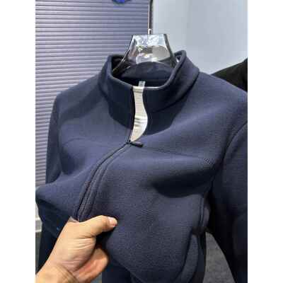 重磅摇粒绒开衫卫衣男休闲宽松立领双面抓绒外套秋冬加厚保暖夹克