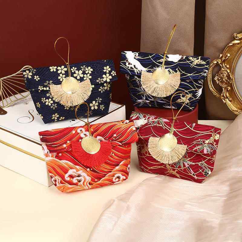 结婚喜糖盒婚礼回礼喜糖袋中式伴手礼搭配糖果袋免折叠中国风礼盒