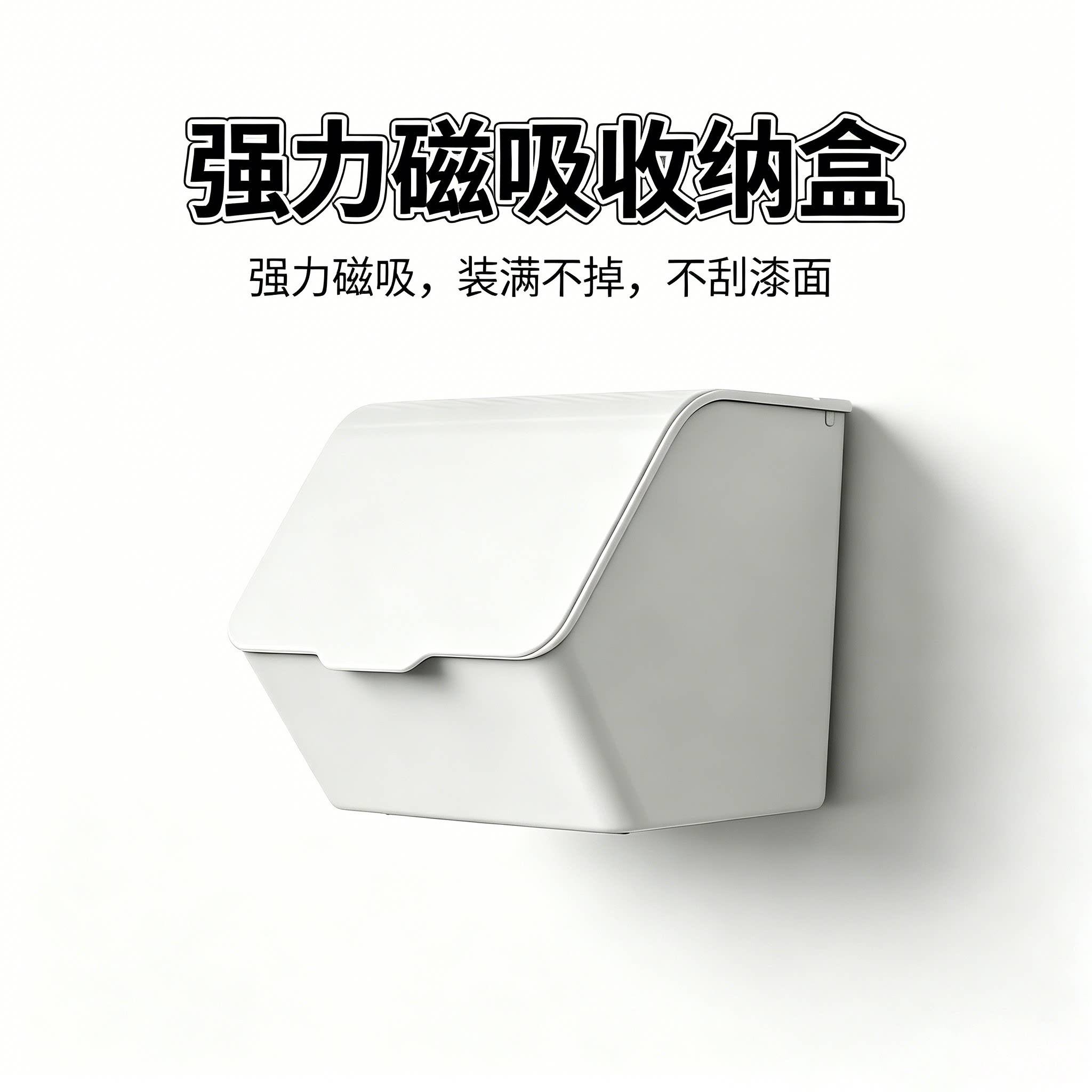 冰箱磁吸收纳盒强力白色壁挂式厨房卫生间置物架免打孔整理架