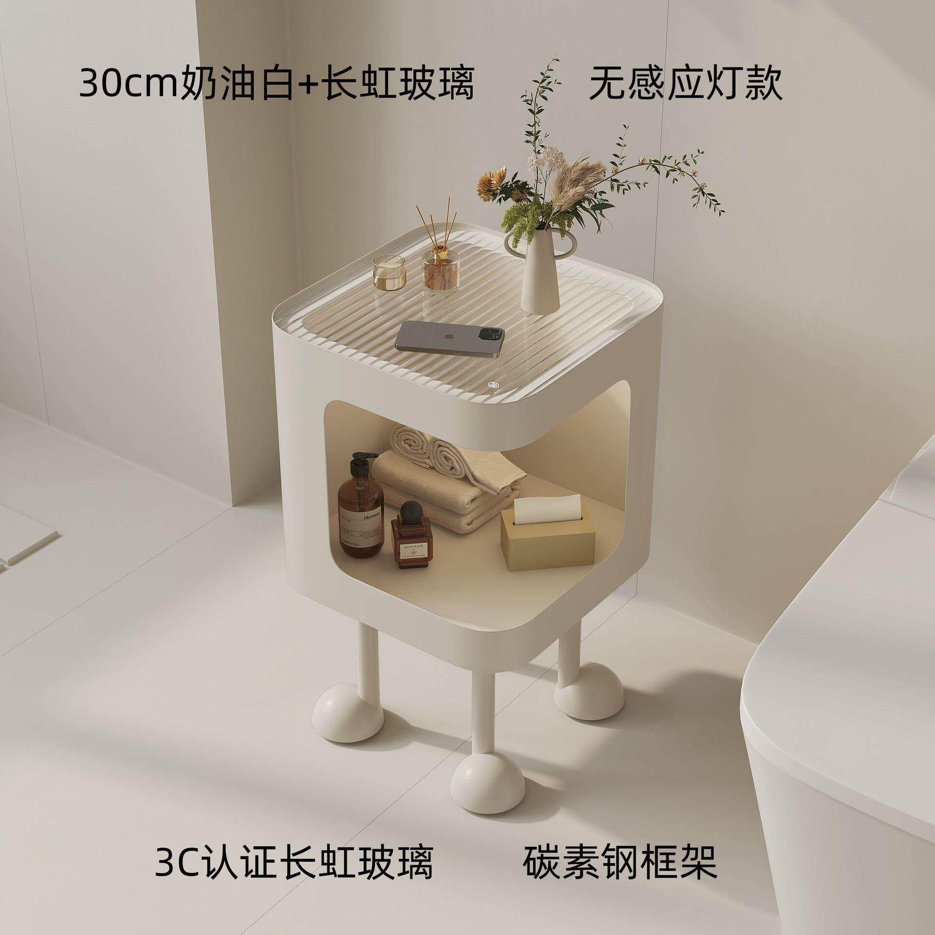 新款小型奶油风可移动边几复古简约小桌子可爱造型卧室铁艺床头柜