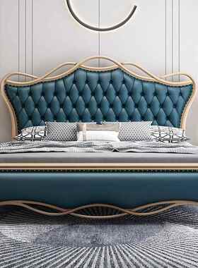 美式实木床现代简约轻奢式法200×222260双全人主卧室欧1.8米大储