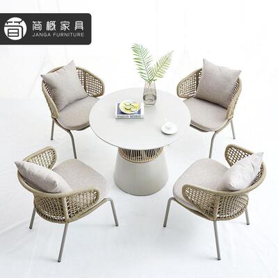 户桌外晒椅休闲藤椅组露天花园庭院阳台1-6绳合编防水防餐桌椅家