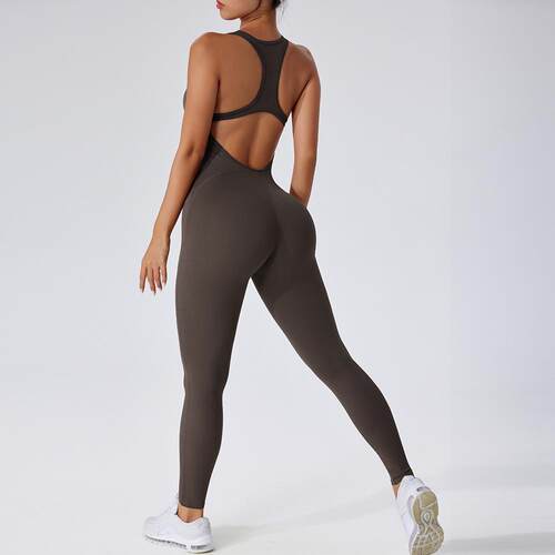 Tight fitting one-piece yoga suit for women with chest
