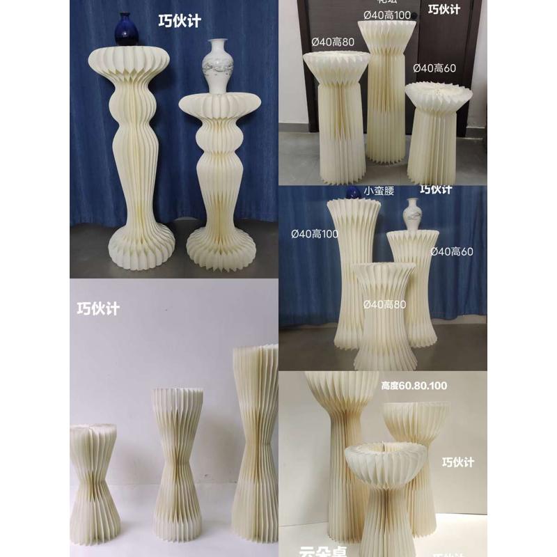 可折叠曲形柱异形柱折纸罗马柱甜品台喜庆装饰路引小摆件