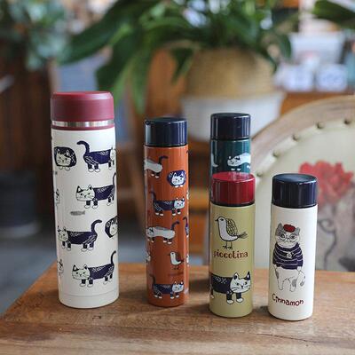 保温保冷随心 出口日本猫咪保温杯随行杯日式真空水杯150ml500ml