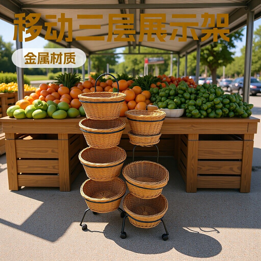 升级承重滑轮三层商用展示架