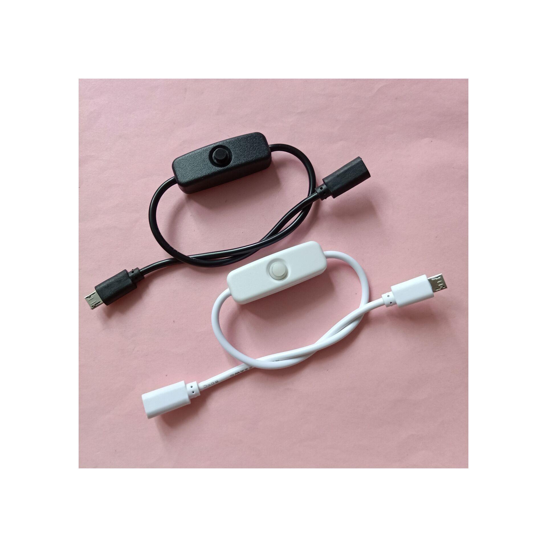 厂家Micro USB线 带501按键开关 Micro USB 5P公母树莓派电源线