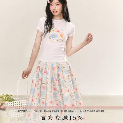 LENNEA繁花短袖印花T恤/碎花百褶半身裙甜美初夏独特绝美小套装女