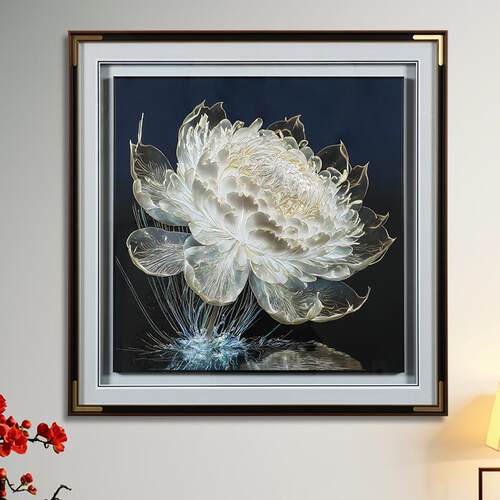光影睡莲手工铜板铜雕装饰画3d立体装裱玄关走廊轻奢高级感现代风