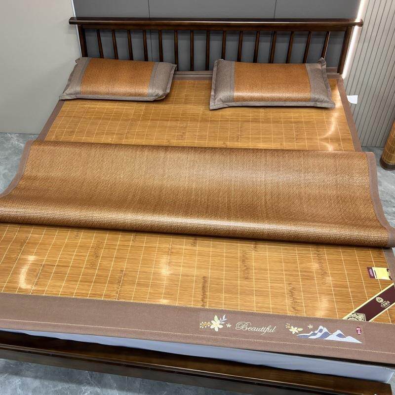 夏天凉席竹席1.8米直筒双人床 夏季家用加厚藤席双面折叠竹凉席子