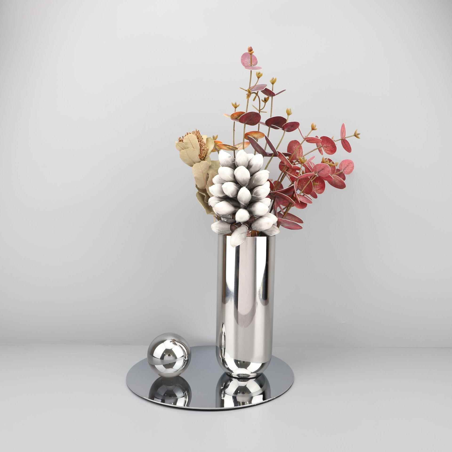 欧式创意不锈钢花器样板房售楼部卧室书房客厅桌面玄关饰品摆件