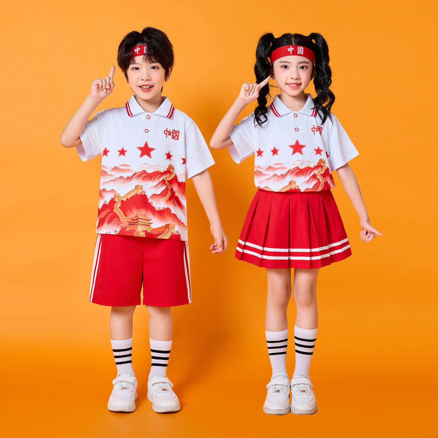 六一儿童演出服小学生红色合唱爱国啦啦队运动会服装幼儿园表演服