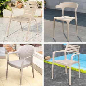 莫家户外休闲椅子铝合金椅简约奶茶店摆摊咖啡厅室外商业塑料单椅