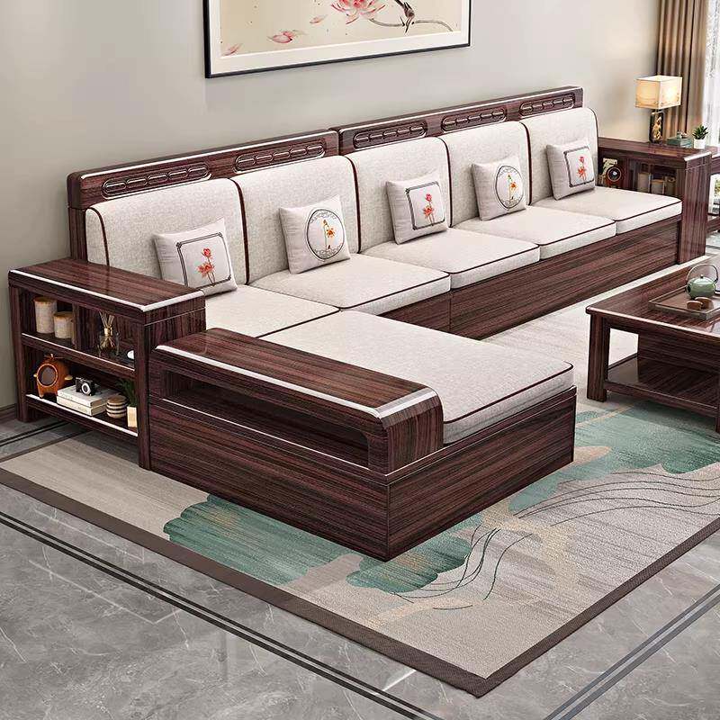 中式紫金檀木实木沙发客厅家用小户型冬夏两用2026年新款实木沙发
