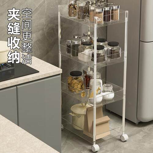 新款直销透明夹缝柜置物架卫生间浴室小推车厨房客厅落地收纳整理