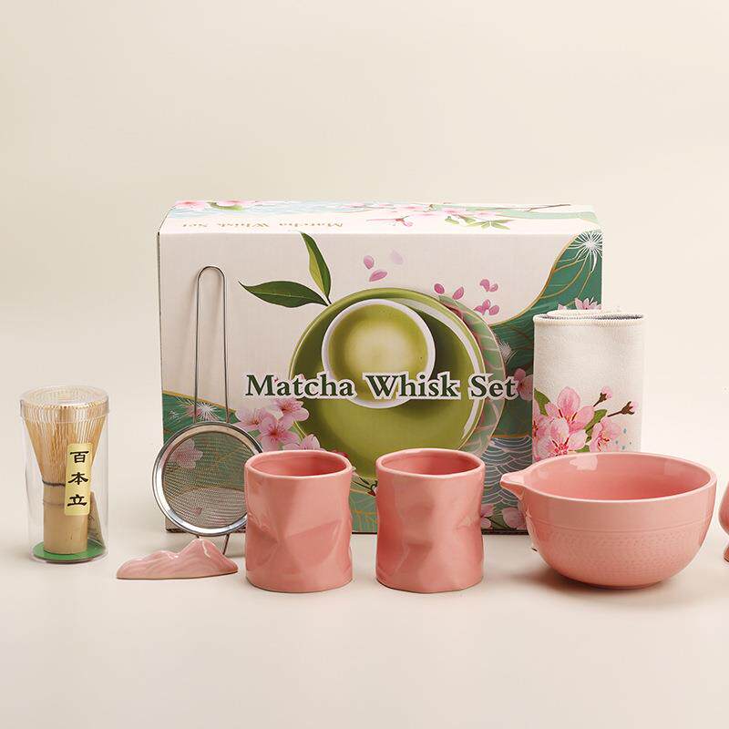新款抹茶碗点茶工具茶筅套装盏刷勺筛研磨器五件套抹茶粉茶罐
