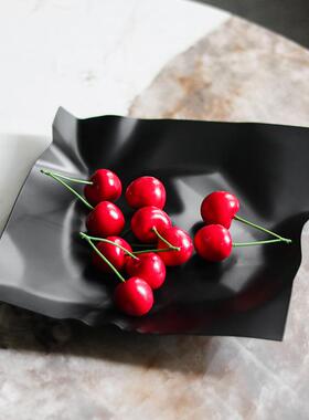 复古做旧抽象褶皱果盘摆件样板房酒店甜品小吃蛋糕展示碟艺术饰品