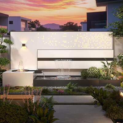 不钢流水景墙院花园成品鱼池组合幕水墙庭景观造锈景776摆件