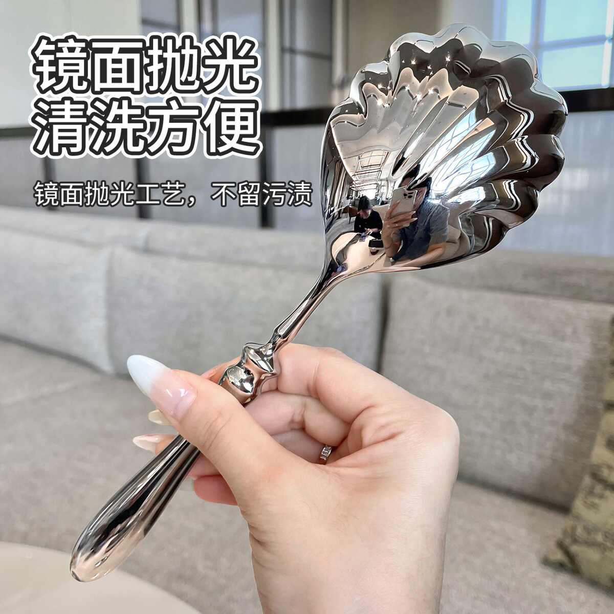 304不锈钢创意葫芦柄贝壳勺子餐厅酒店分餐公用勺盛汤家用搅拌勺