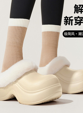 2025新款包头拖鞋女外穿厚底增高防滑居家拖鞋女室内休闲保暖棉拖