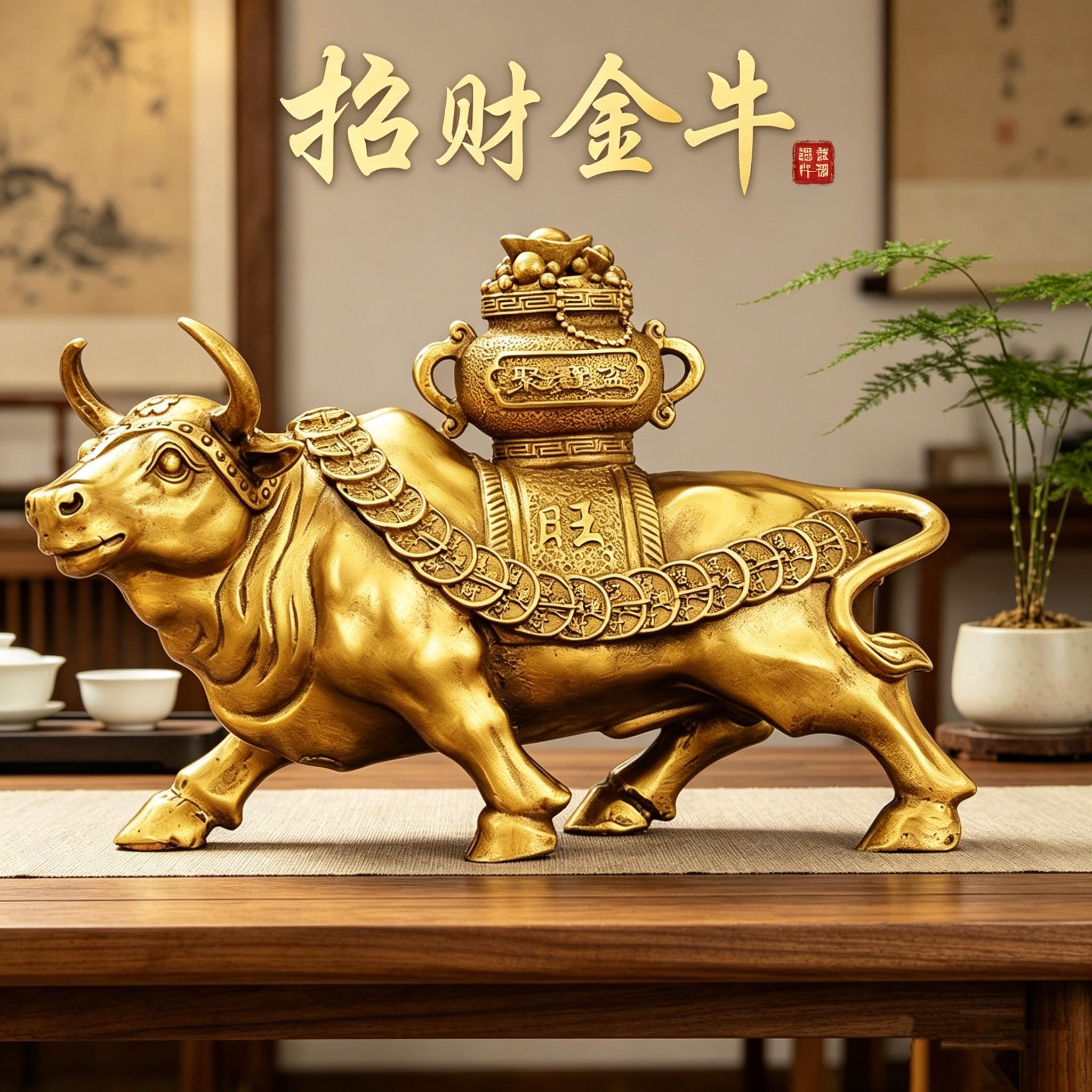 铜牛摆件生肖牛招财聚财办公室工艺礼品摆饰金钱牛旺市牛东北缺角