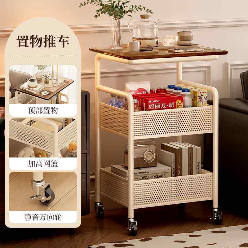 高档可移小推车中发古动风沙边几桌子客带轮茶几厅卧室床边零食置