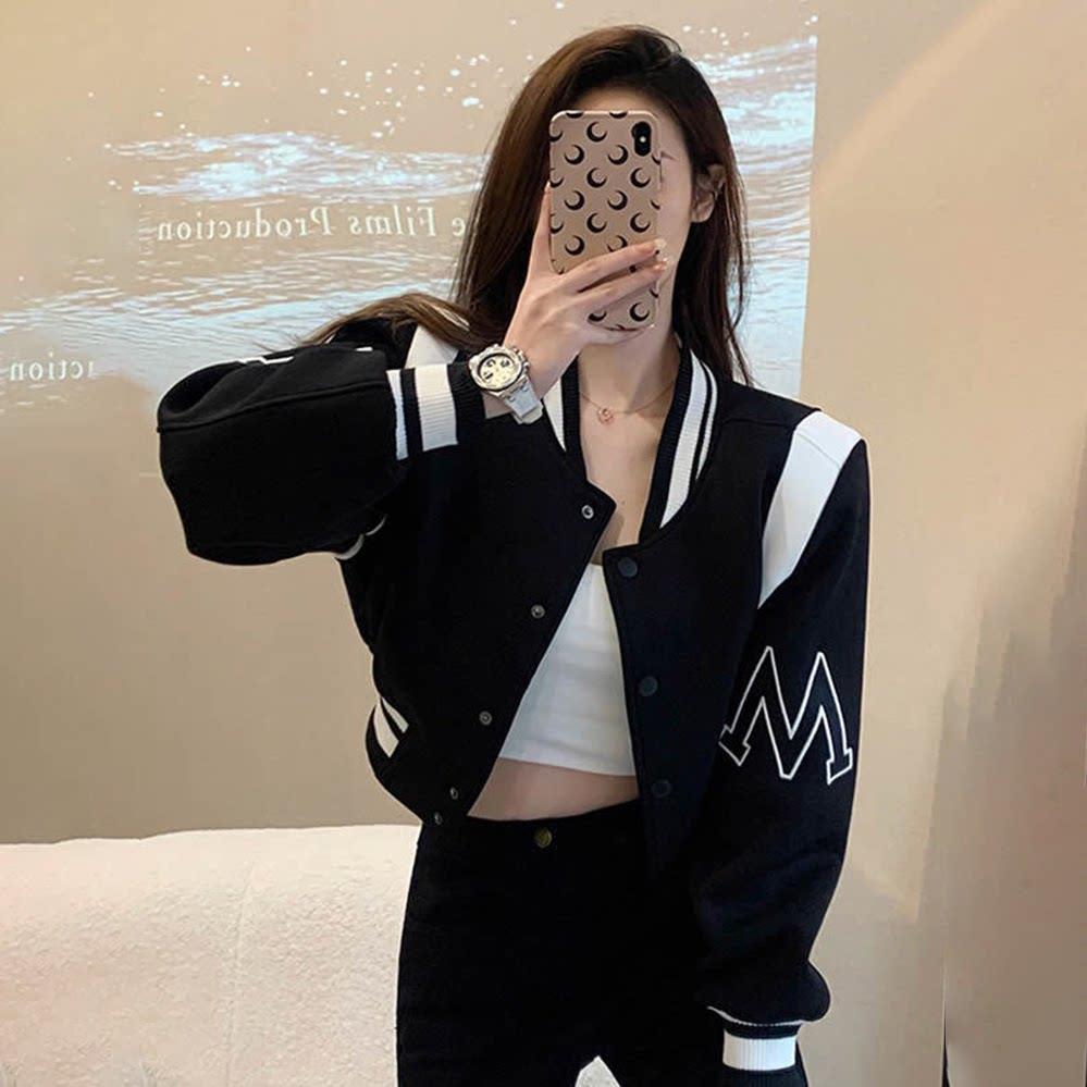 潮牌撞色立领棒球服女款春秋季韩版独特外套超好看短款夹克棒球服
