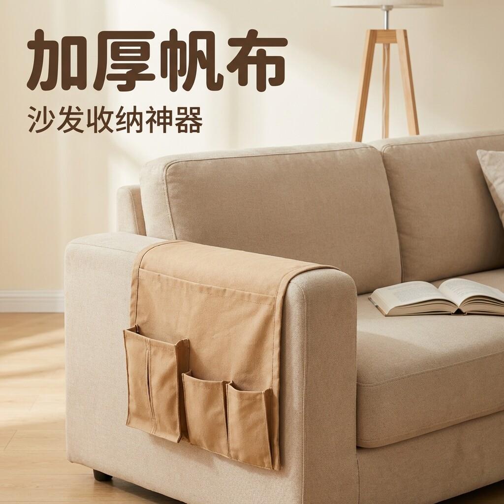 布艺沙发扶手侧边收纳袋挂袋手机遥控器床边挂式储物置物袋神器