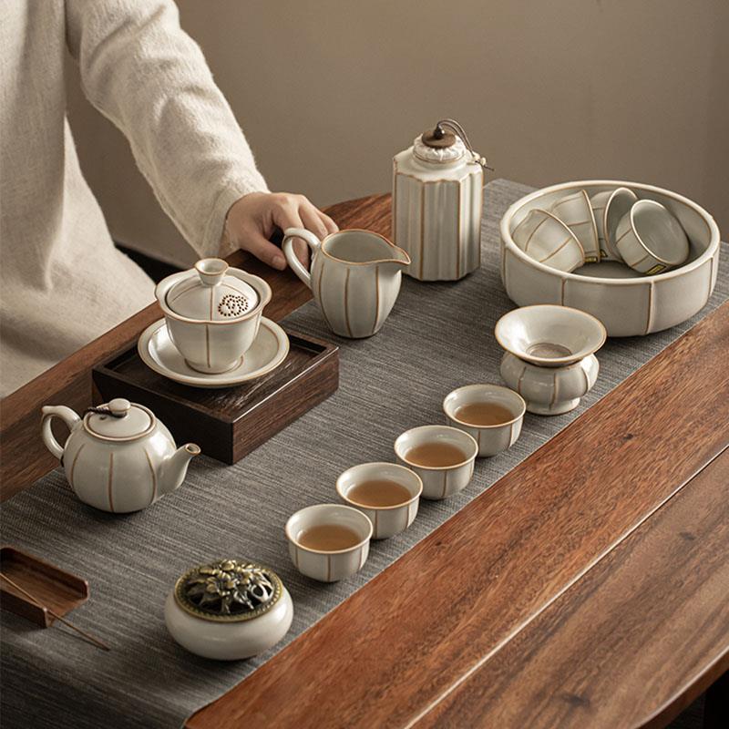 汝窑茶具盖碗茶壶无障碍豪华功夫茶具高端家庭招待陶瓷茶壶套茶杯