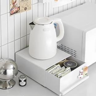 台面咖啡机置物架茶包吧台桌面储物架水杯厨房收纳架带抽屉铁艺架