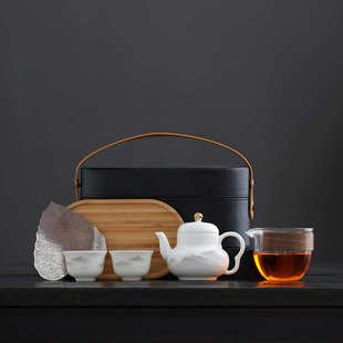 陶瓷旅行茶具小套装便携式随身快客杯户外露营旅游泡茶壶一壶二杯