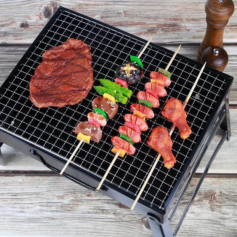 厂家户外便携式可折叠式烧烤架bbq野营小号小黑钢木炭烧烤炉