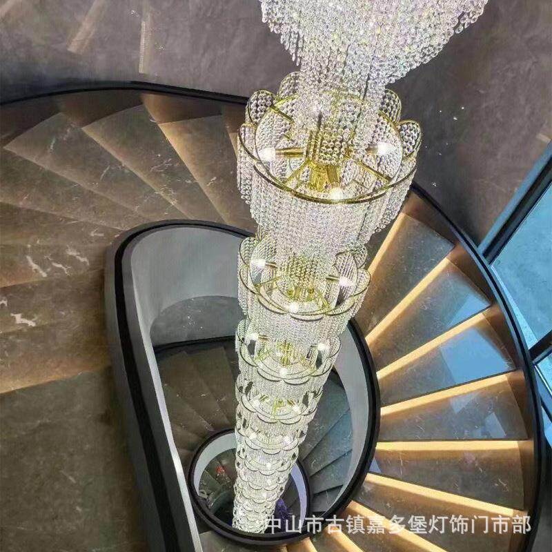 2025新款家用轻奢别墅复式楼梯水晶大吊灯大气欧式酒店大堂大吊灯