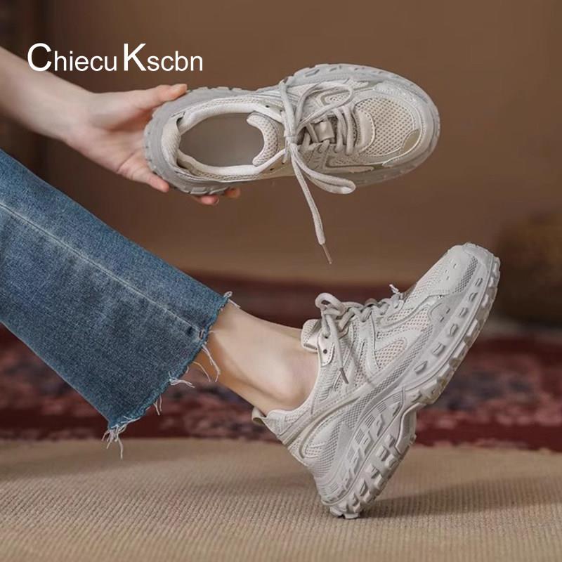 Chiecu Kscbn品牌女鞋透气增高厚底老爹鞋女新款百搭运动休闲鞋