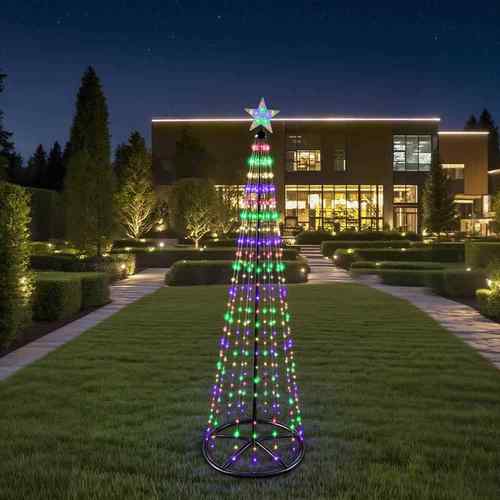 铁艺锥形旋转树枝灯节日LED螺旋树折叠圆锥塔RGB旗杆灯圣诞树彩灯