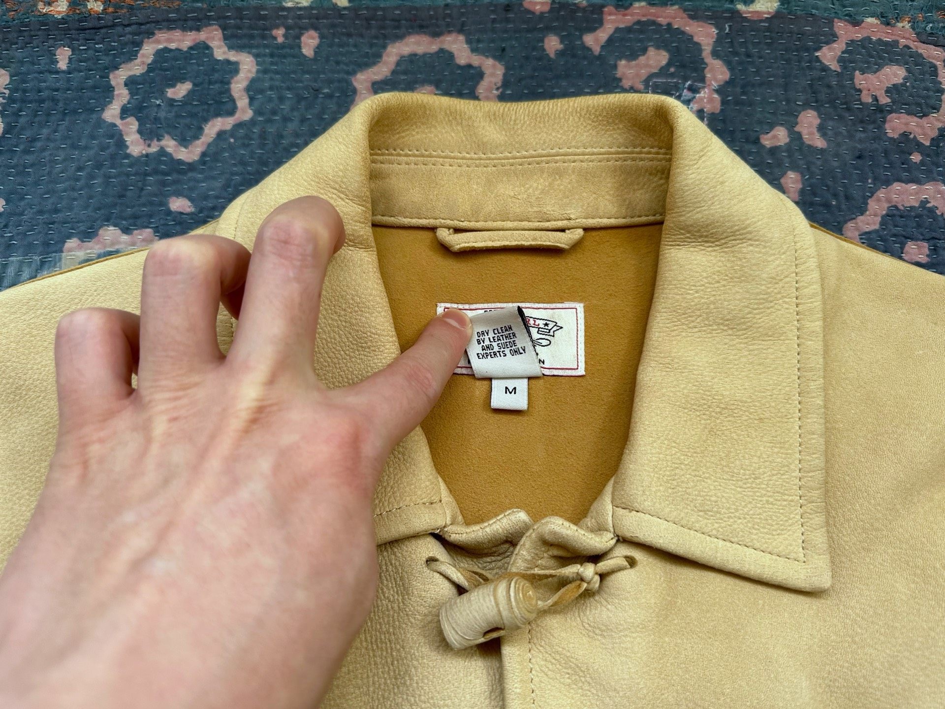 RRL Beige Suede Fringe Leather Jacket — detail
