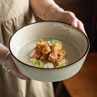 Large home serving bowl Large salad bowl陶瓷大汤碗大号菜碗