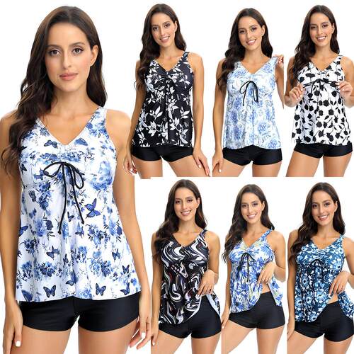 Chest drawstring skirt style split shorts set for women's