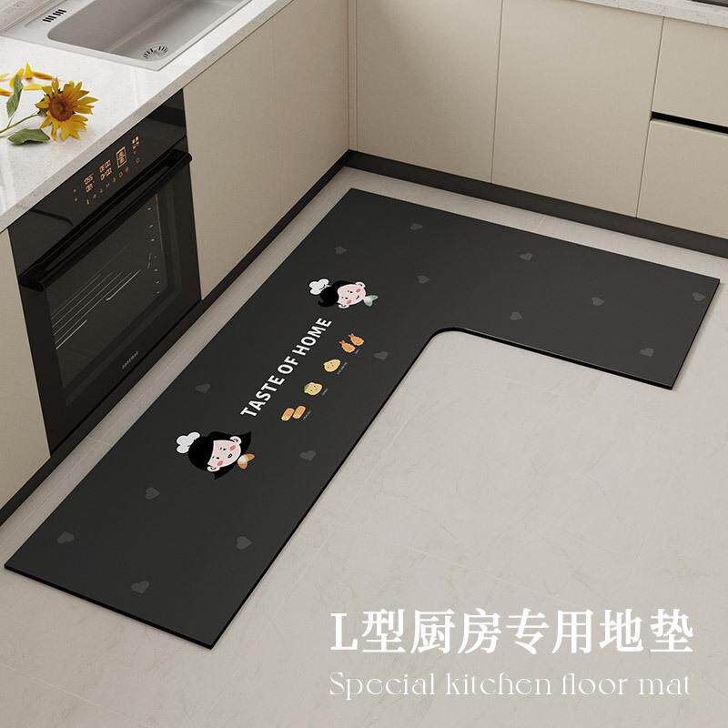 厨房专用地垫L型整块防滑吸油地毯硅藻泥吸水垫可擦免洗防油脚垫