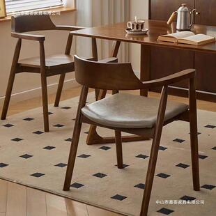 简约黑色实木餐椅肯尼迪总统椅广岛椅白蜡木餐厅洽谈椅休闲靠背椅