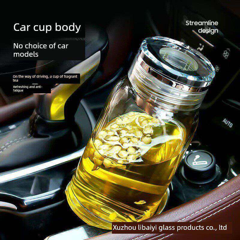 古丽兰男女玻璃茶杯，耐热高端透明茶杯，大容量高硼硅茶杯